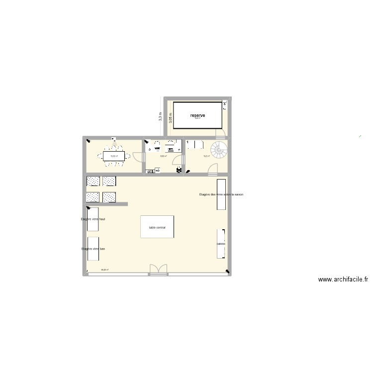tall. Plan de 5 pièces et 143 m2