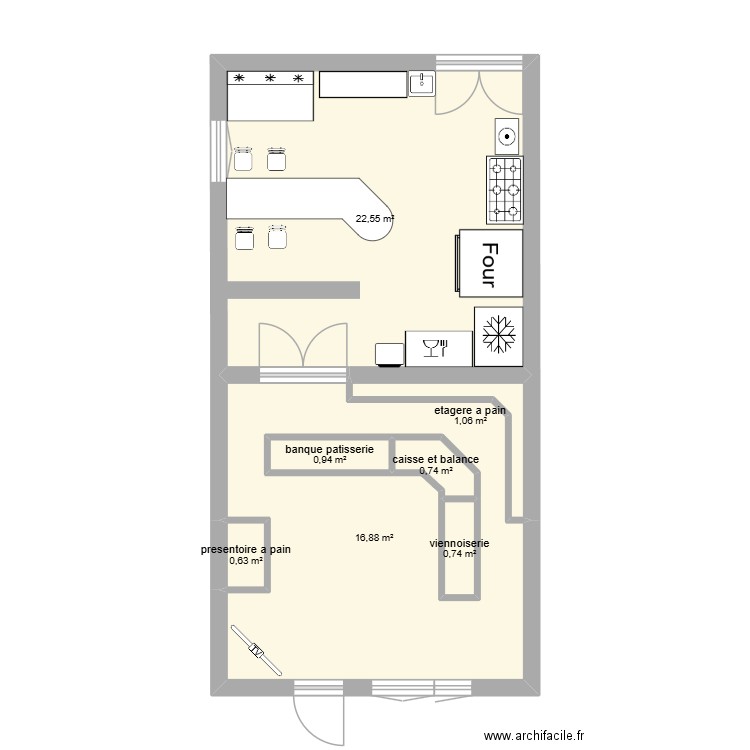boubou. Plan de 7 pièces et 47 m2