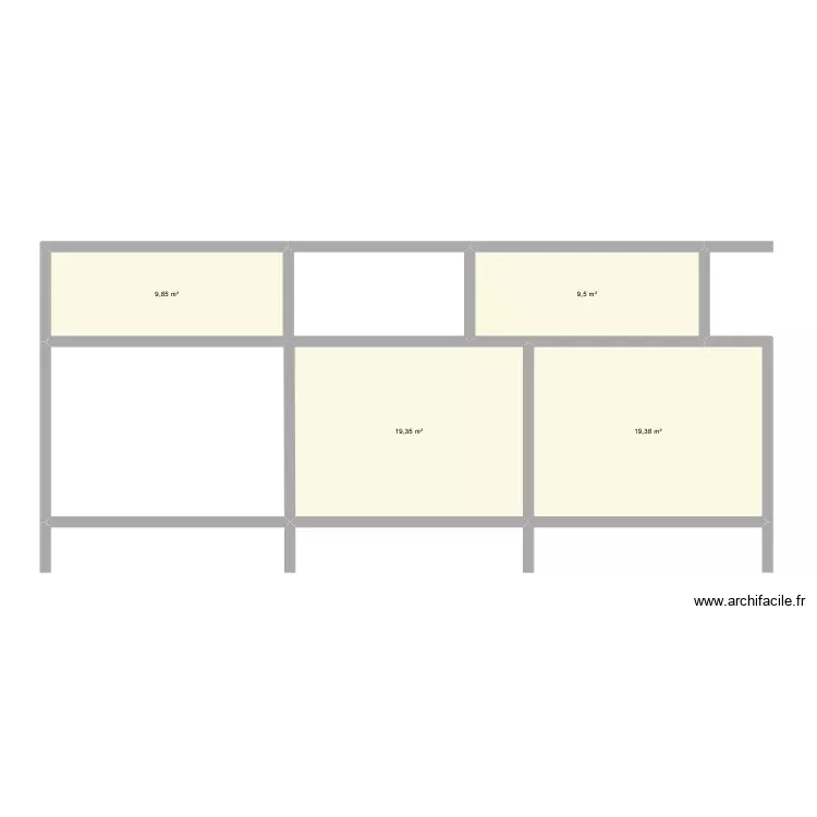 Meuble HIFI 3 cases. Plan de 4 Pièces et 58 m²