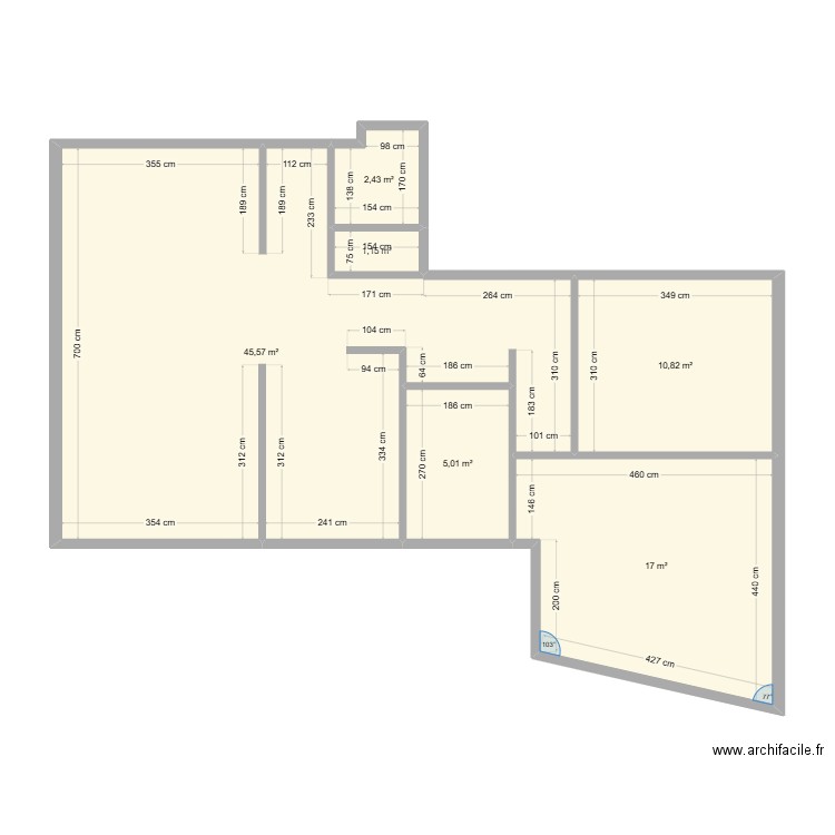 Katy et Michel. Plan de 6 pièces et 82 m2