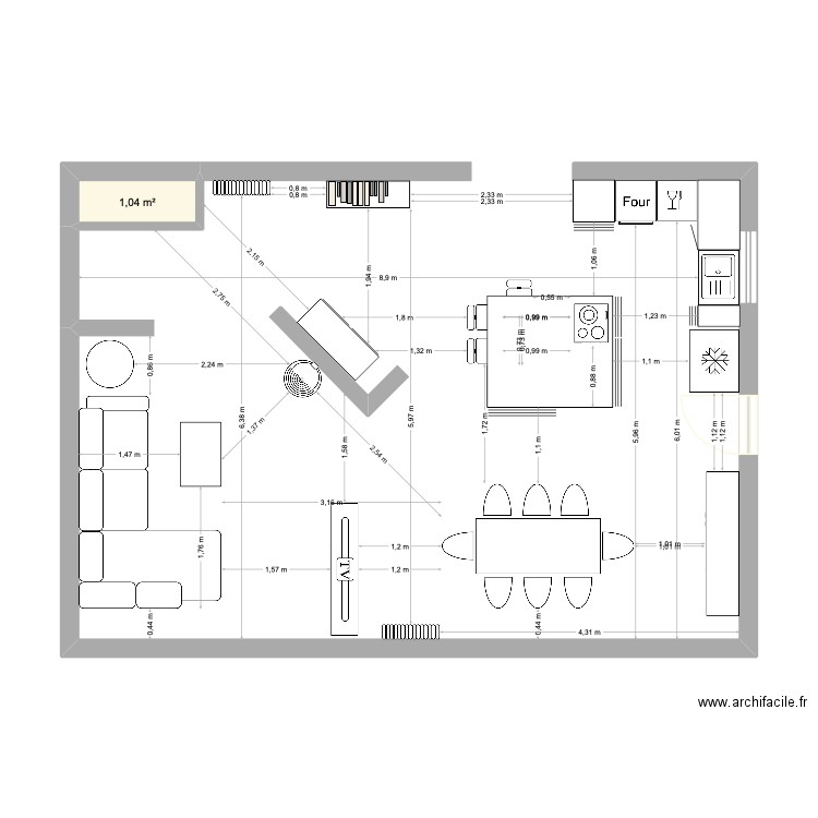 MARTIGNAT. Plan de 1 pièce et 1 m2