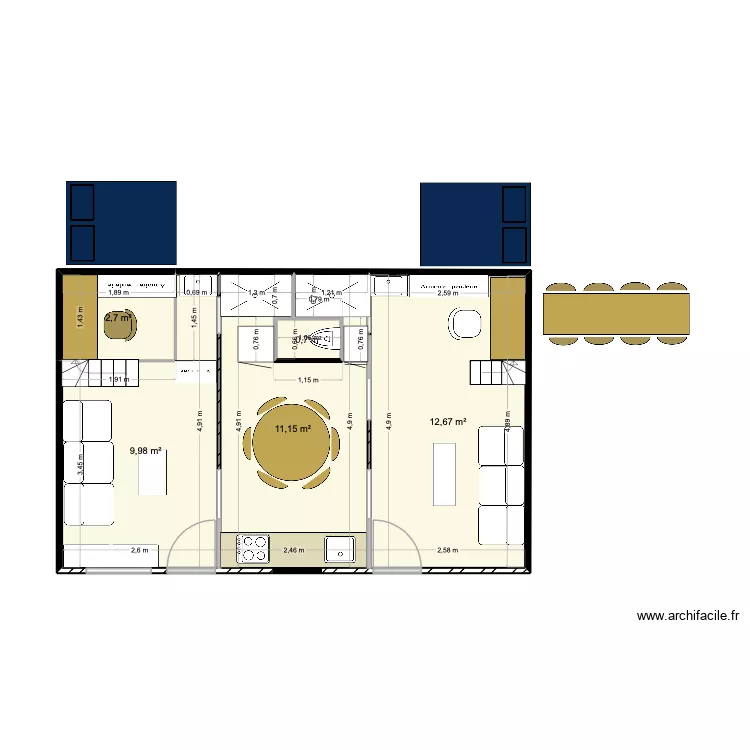 aqueduc 4. Plan de 5 pièces et 37 m²