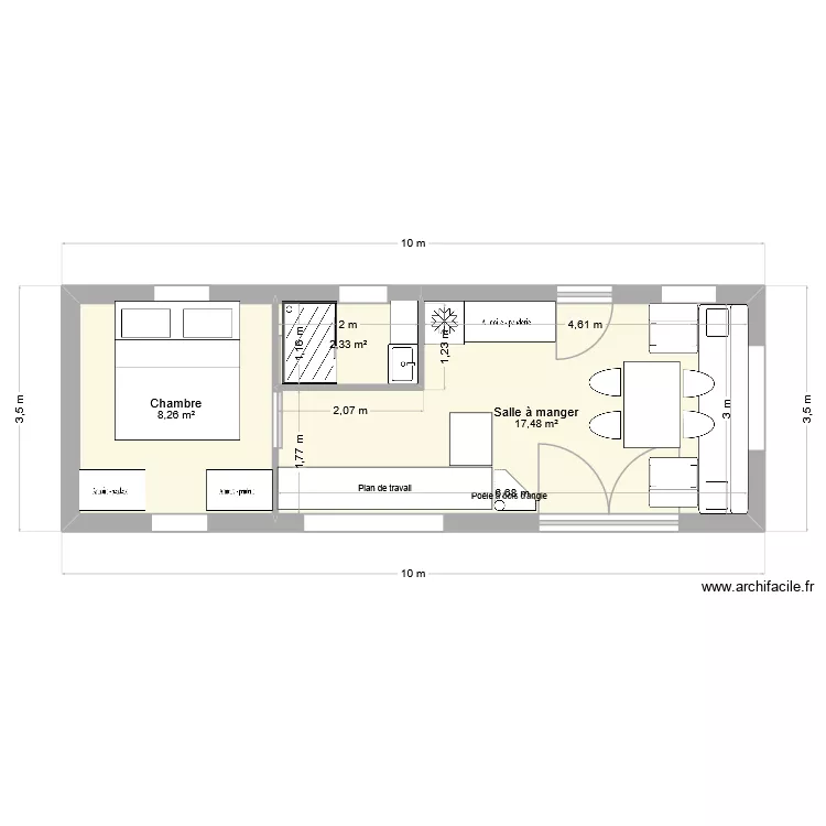 Tiny RDT 2. Plan de 3  et 28 m²