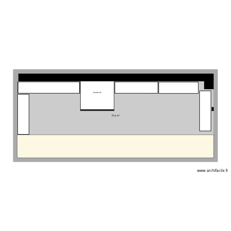 mezzanine. Plan de 1 pièce et 70 m2