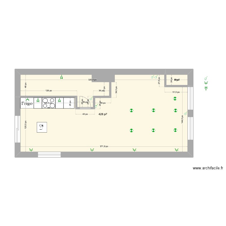 15 sainte-Rose - Electrique. Plan de 2 pièces et 40 m2