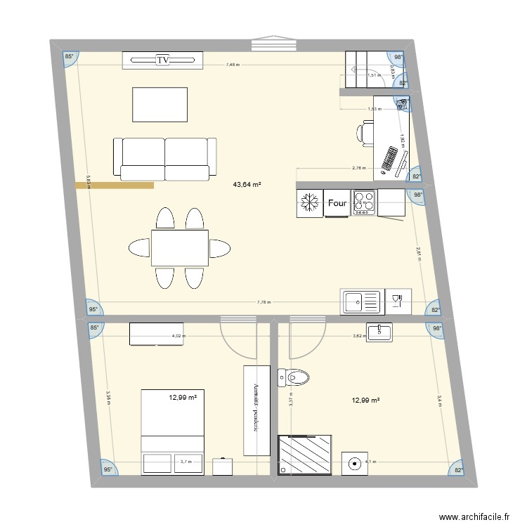 Appartement Préverenges. Plan de 3 pièces et 70 m2