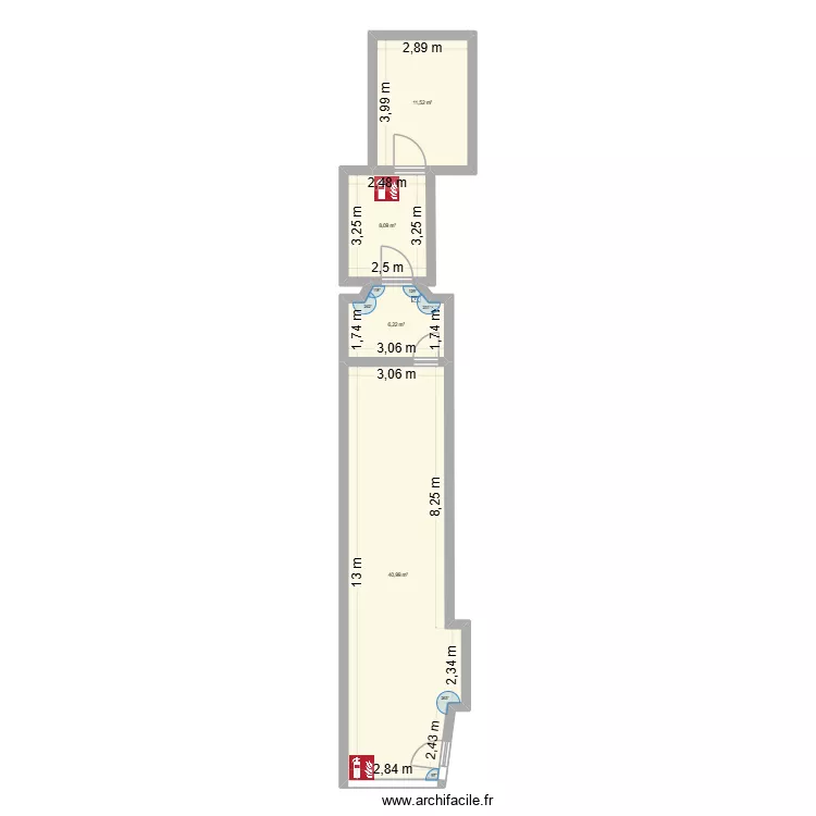 tabac. Plan de 4  et 67 m²