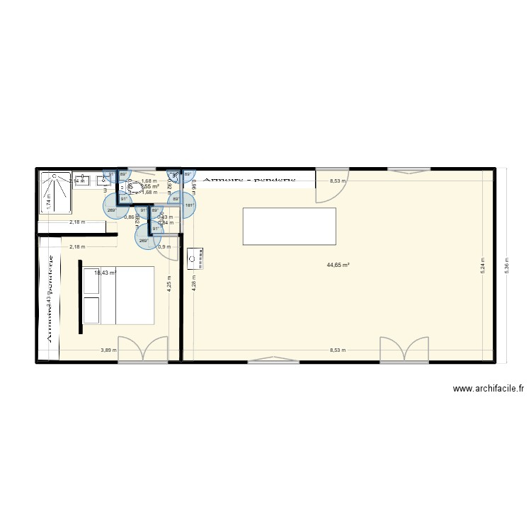 Ferme 24 -2. Plan de 3 pièces et 65 m2