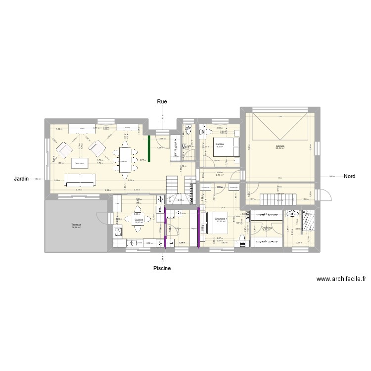 Eberle 6 (enfants). Plan de 17 pièces et 242 m2
