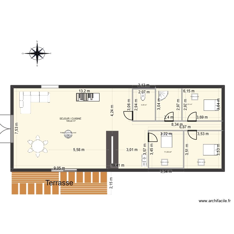 Etage. Plan de 0 pièce et 0 m2