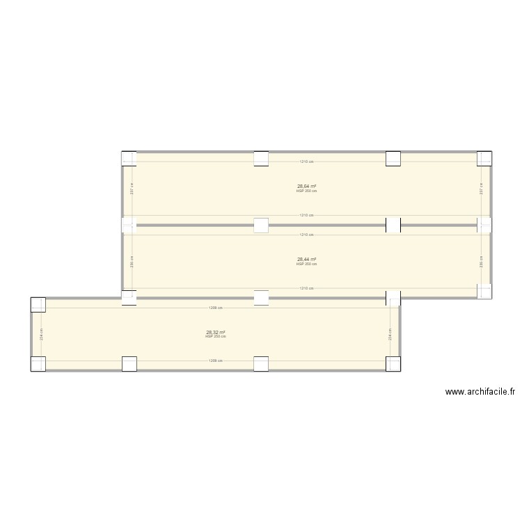 Boulangerie . Plan de 3 pièces et 85 m2