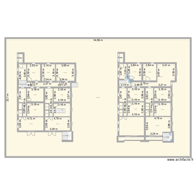 TranoTanjombato. Plan de 34 pièces et 985 m2