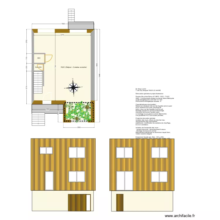 Maison Le Havre fa&ccedil;ades. Plan de 15  et 183 m²