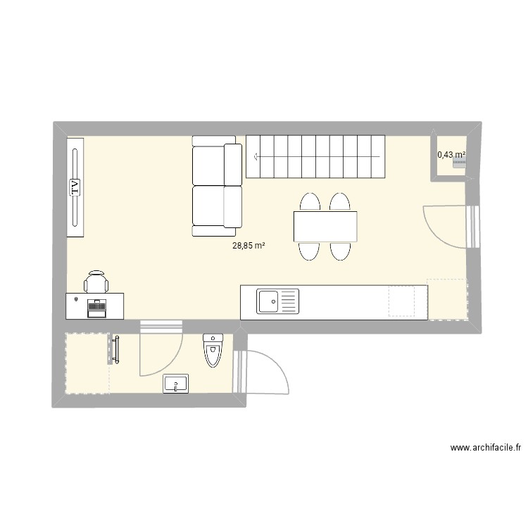 Trgh. Plan de 3 pièces et 60 m2
