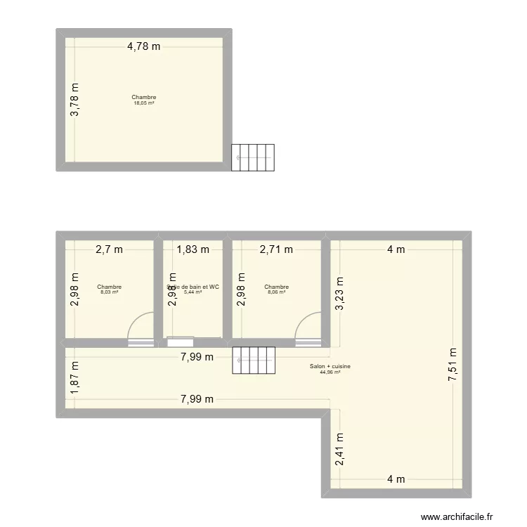 Résidence locative plein pied v2. Plan de 5 et 85 m² Résidence locative plein pied v2. Plan de 5 et 85 m²