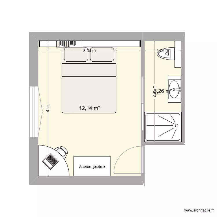 Plan. Plan de 2 Pièces et 15 m² Plan. Plan de 2 Pièces et 15 m²