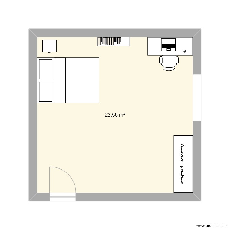 juj. Plan de 1 pièce et 23 m2