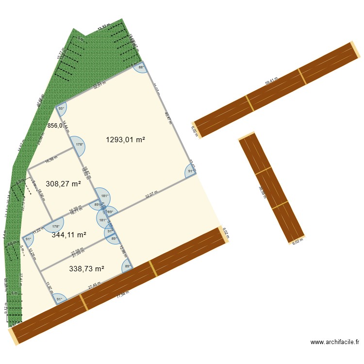 equerre. Plan de 4 pièces et 2284 m2