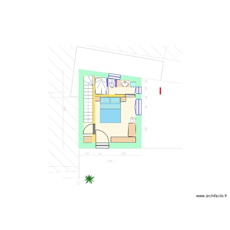 Plan Port-Blanc étage V7 (02.01.25). Plan de 1 pièce et 20 m2
