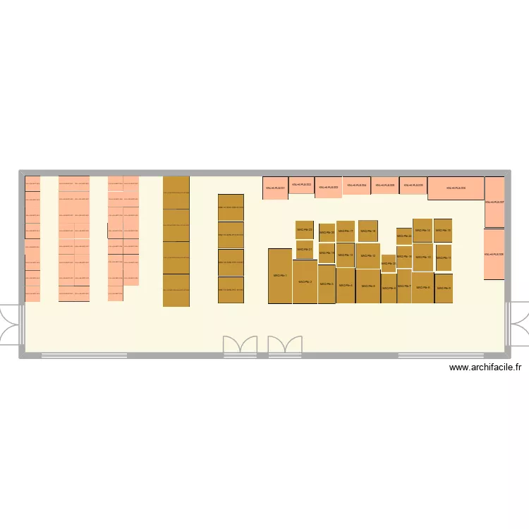 Projection 6e &eacute;tage KANAL avec maquette bois 230 option 2. Plan de 1  et 183 m²