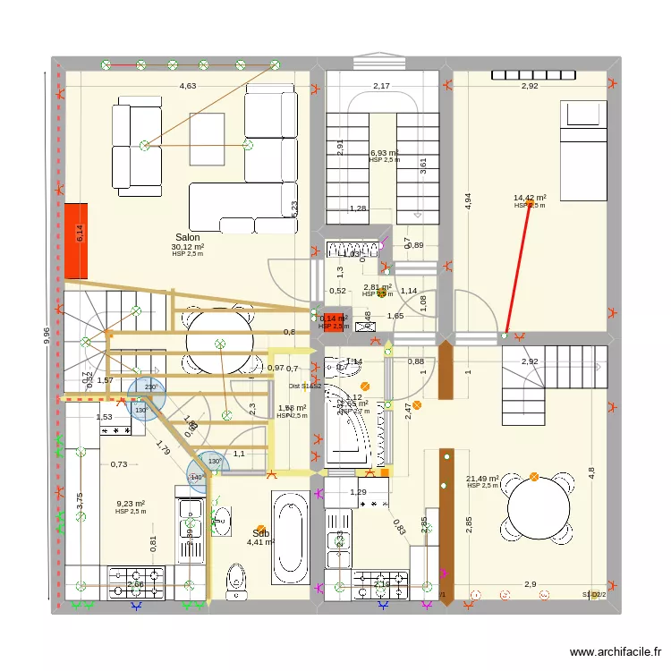 Mons 2 apparts (sans permis). Plan de 15  et 147 m²