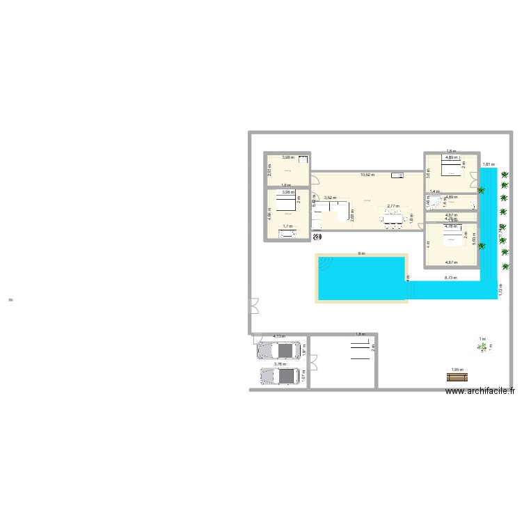 Phangan. Plan de 6 pièces et 136 m2