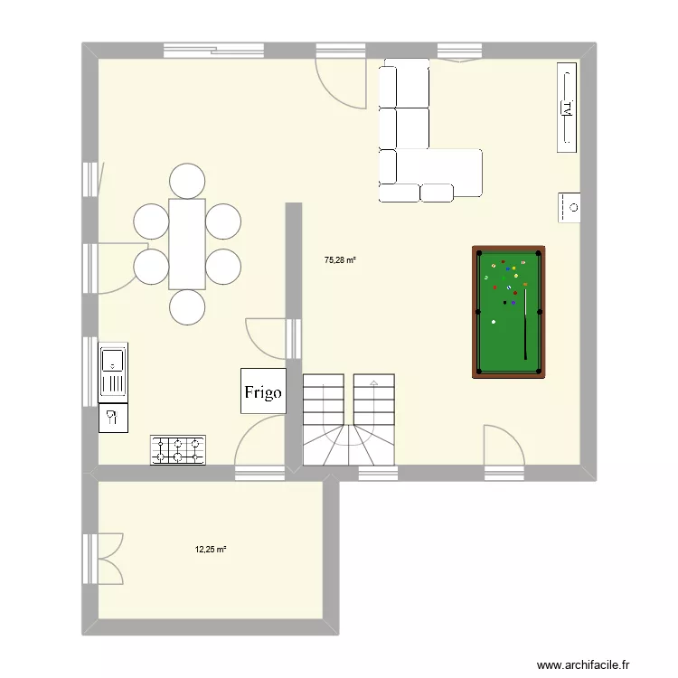 christophe bourg. Plan de 2 pièces et 88 m²