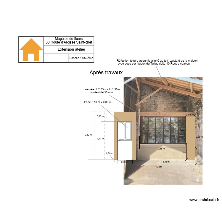 extention atelier avec porte modif. Plan de 0 pièce et 0 m2