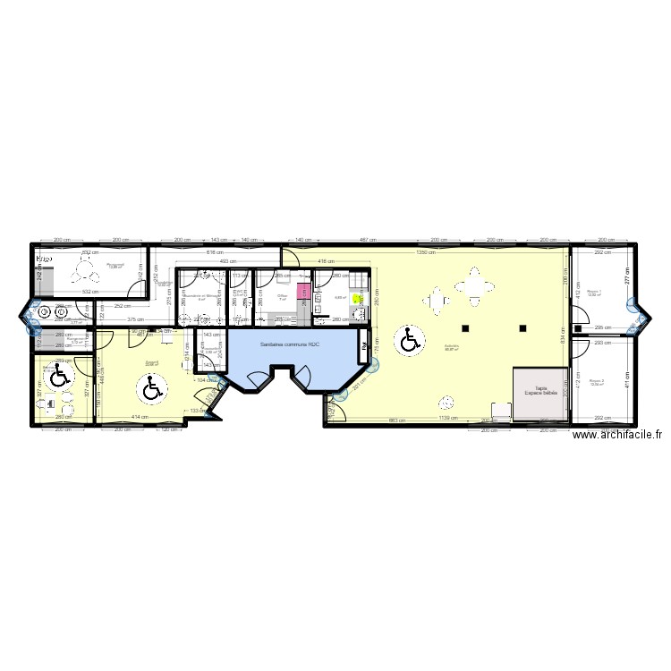 St Michel/Orge 23 Rosières - Urba zones accessibles. Plan de 16 pièces et 217 m2