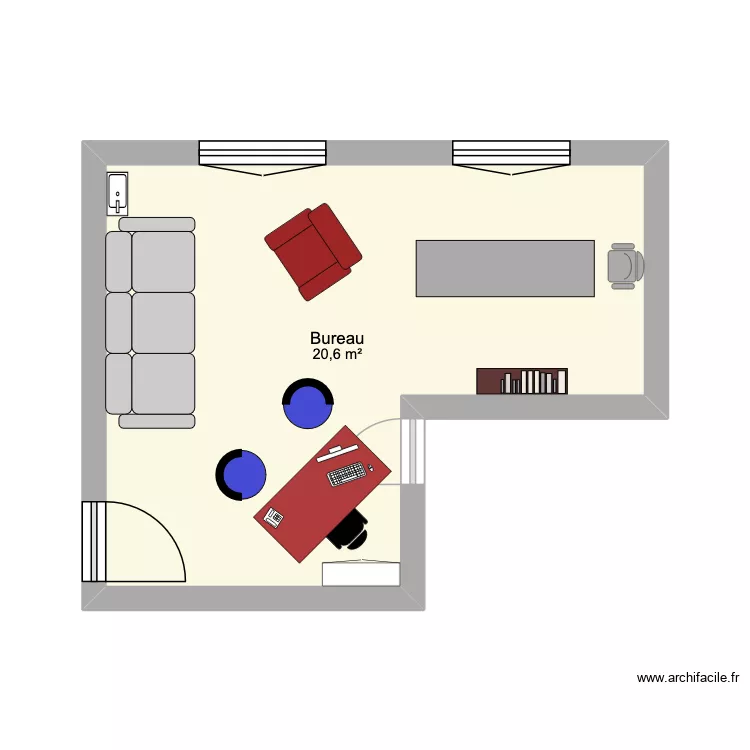 Cabinet 3. Plan de 1 Pièce et 21 m² Cabinet 3. Plan de 1 Pièce et 21 m²