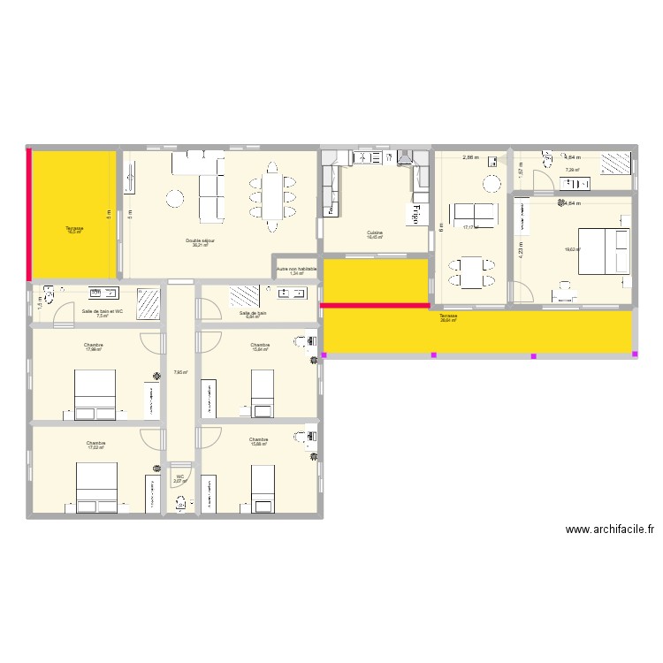 Mada X 1. Plan de 18 pièces et 643 m2