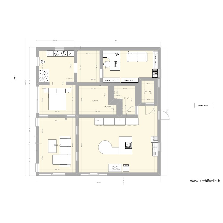la maison du Bonheur version 3 chaton. Plan de 5 pièces et 119 m2