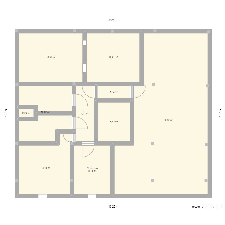 mmm. Plan de 10 pièces et 126 m2