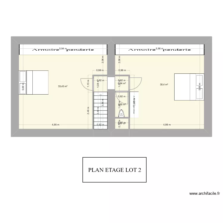 PLAN LOT 2 ETAGE. Plan de 6  et 67 m²