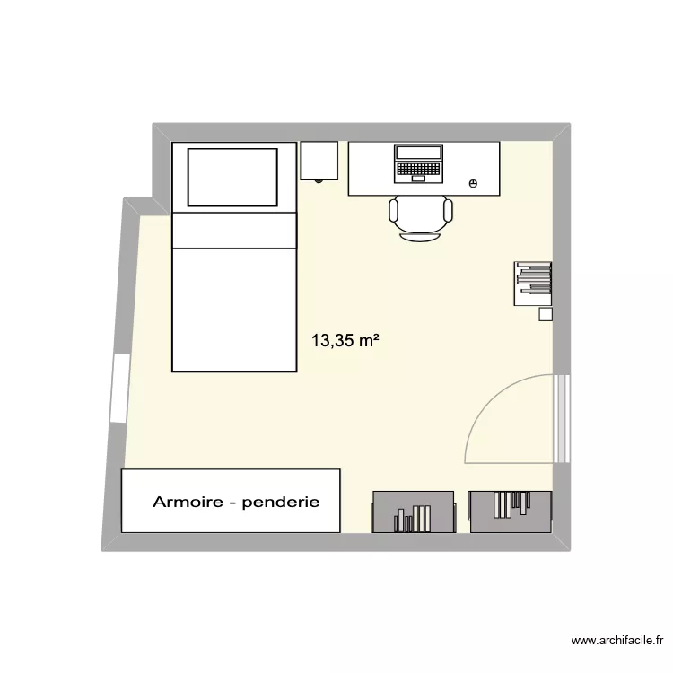 Chambre Maïa. Plan de 1 et 13 m² Chambre Maïa. Plan de 1 et 13 m²