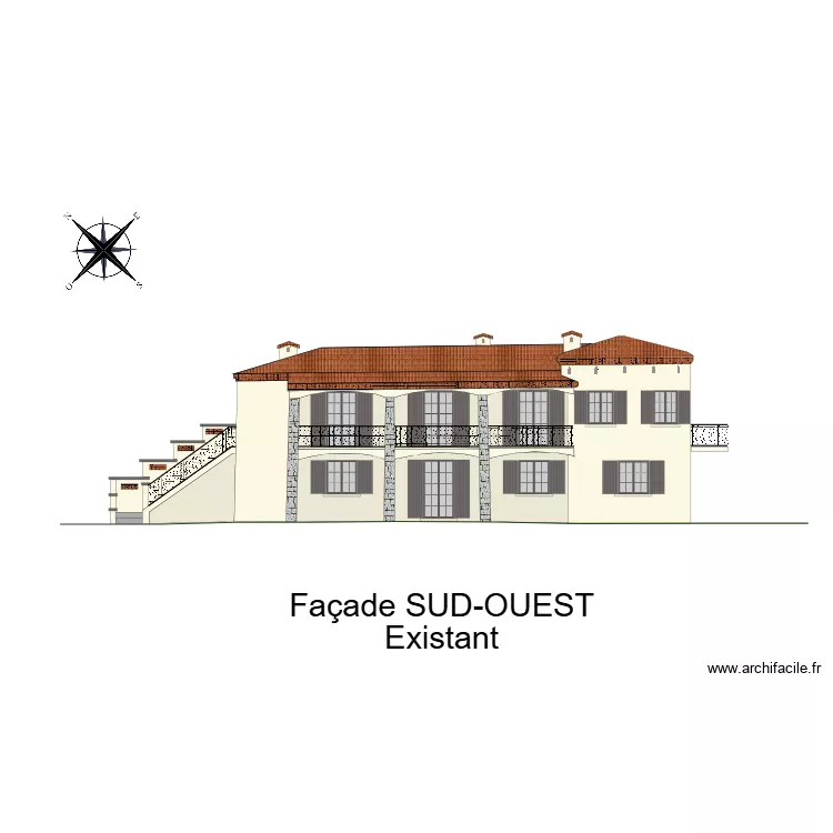 Escourche Fa&ccedil;ade SUD OUEST Existant. Plan de 