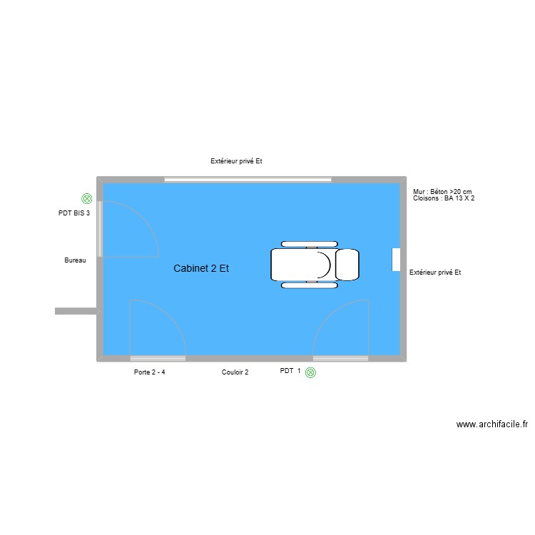 31200 Cabinet 2 Et. Plan de 1 pièce et 17 m2