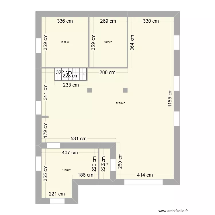 Chamoux - EDL RDC vierge. Plan de 5 Pièces et 108 m²