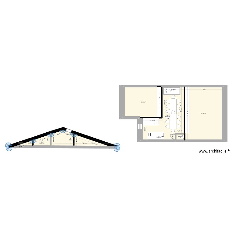 barcares plan 2. Plan de 8 pièces et 76 m2