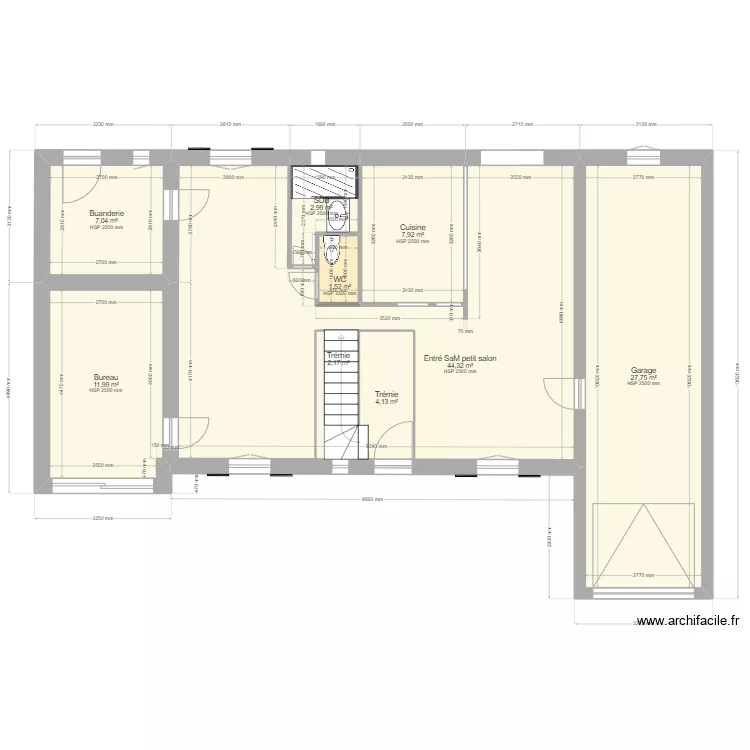SDB RdC SAM Garage. Plan de 