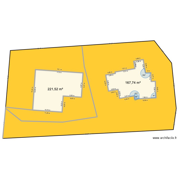 cadastre. Plan de 2 pièces et 389 m2