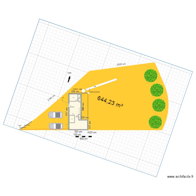 chalet quater. Plan de 5 pièces et 42 m2