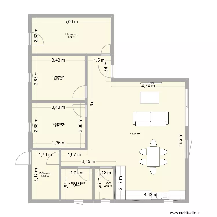 Maison St nazaire 2. Plan de 7  et 91 m²