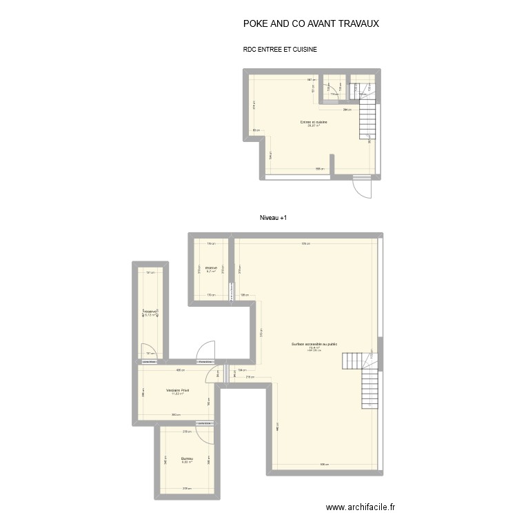 poke and co avant travaux. Plan de 6 pièces et 136 m2