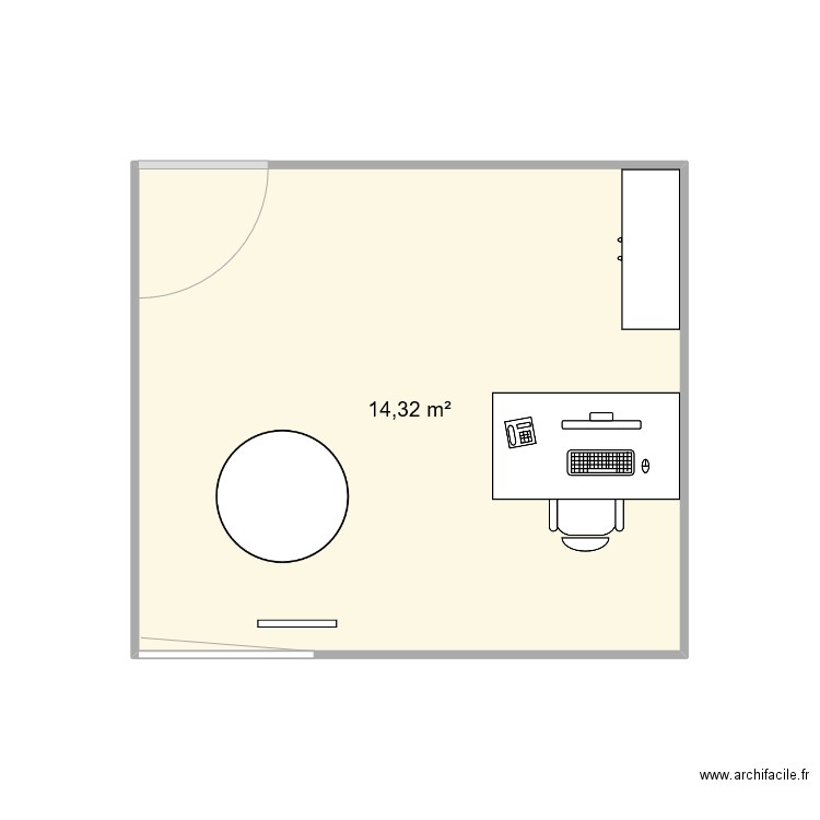 Bureau INDRA. Plan de 1 pièce et 14 m2