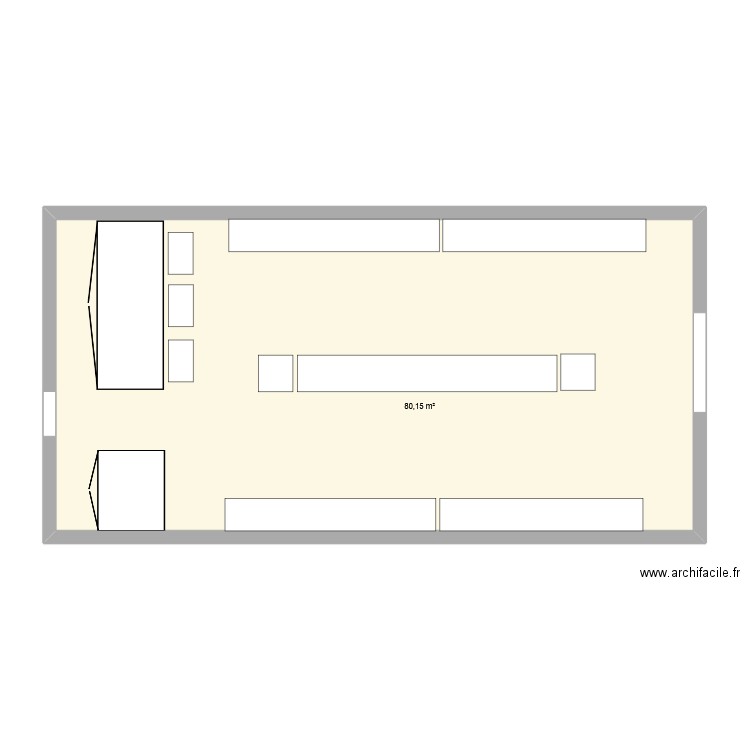 mag. Plan de 1 pièce et 80 m2