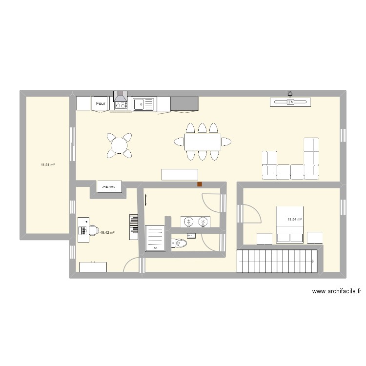 Appartement. Plan de 3 pièces et 33 m2