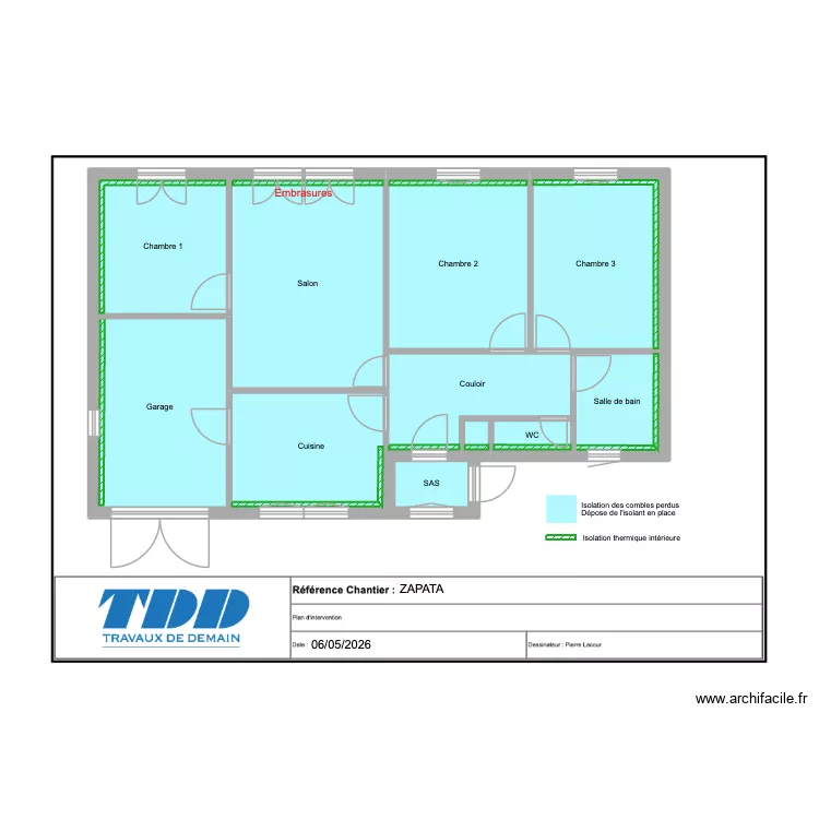 Zapata. Plan de 10  et 83 m²