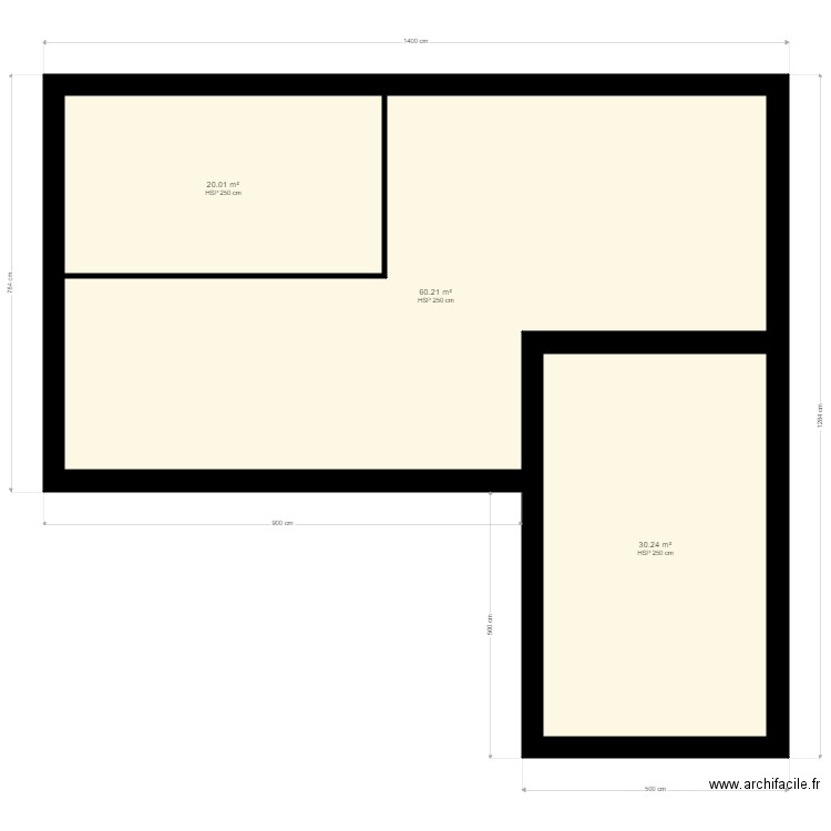 maison L. Plan de 3 pièces et 110 m2