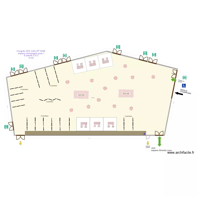 Congr&eacute;s CEA JUILLET 2026  espace champagne prop 1. Plan de 1  et 584 m²